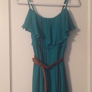 BCX teal green high-low maxi dress